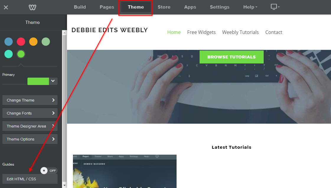 weebly edit theme